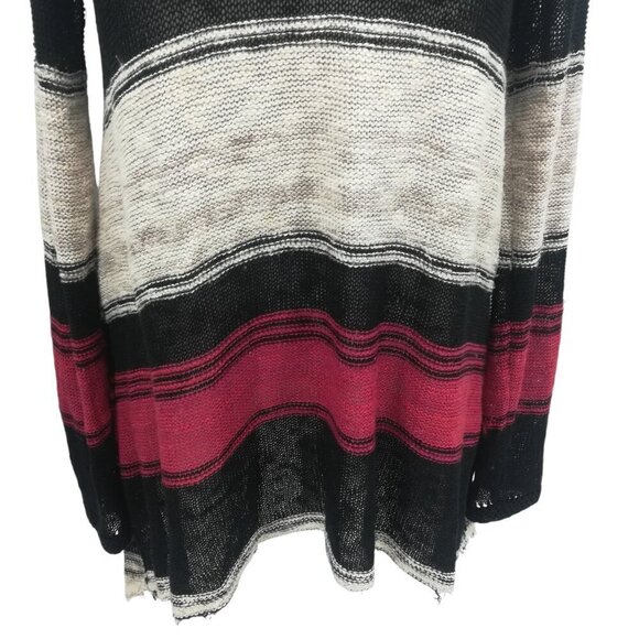 Free People Open Knit Tunic Hi Low Sweater Size S Striped Boho Bohemian Beige - Picture 15 of 15